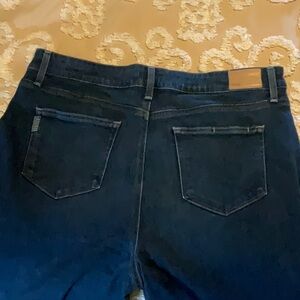 Paige Anessa High Waist Wide Leg Jeans In Dark Blue Wash Size 34.
